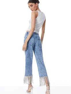 Alice and Olivia TOPS*ALLEN EMBELLISHED NECK RIBBED TANK