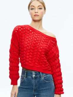 Alice and Olivia SWEATERS*ALLENE CABLE KNIT CREWNECK