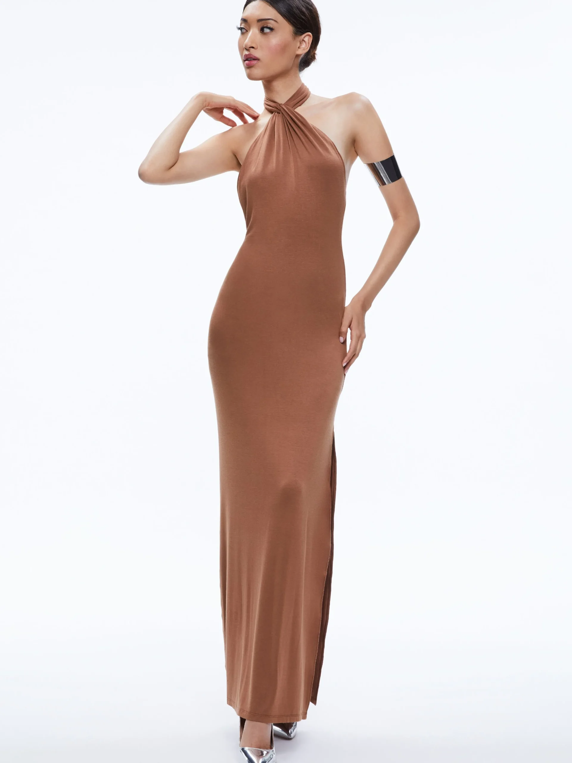 Alice and Olivia MAXI|DRESSES*AMAYA HALTER NECK HIGH SLIT DRESS