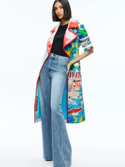 Alice and Olivia VEGAN LEATHER|JACKETS + COATS*A+O X BASQUIAT NEVADA VEGAN LEATHER TRENCH COAT