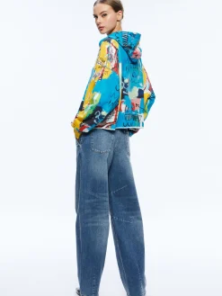 Alice and Olivia TOPS*A+O X BASQUIAT SUNNY CROPPED HOODIE