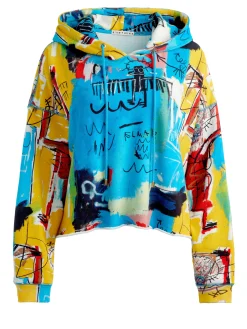 Alice and Olivia TOPS*A+O X BASQUIAT SUNNY CROPPED HOODIE
