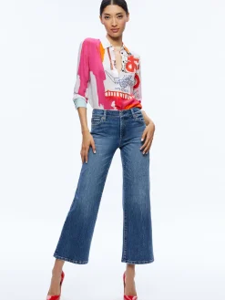 Alice and Olivia TOPS*A+O X BASQUIAT WILLA PLACKET TOP