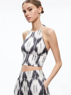 Alice and Olivia TOPS*ASH TIE NECK HALTER TOP