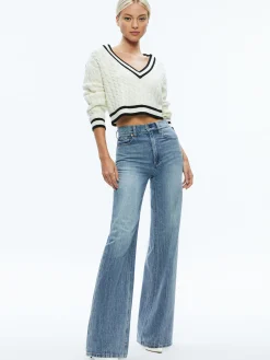 Alice and Olivia ESSENTIALS|SWEATERS*AYDEN CROPPED V-NECK PULLOVER