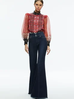 Alice and Olivia TOPS*BETTINA BLOUSON SLEEVE TOP