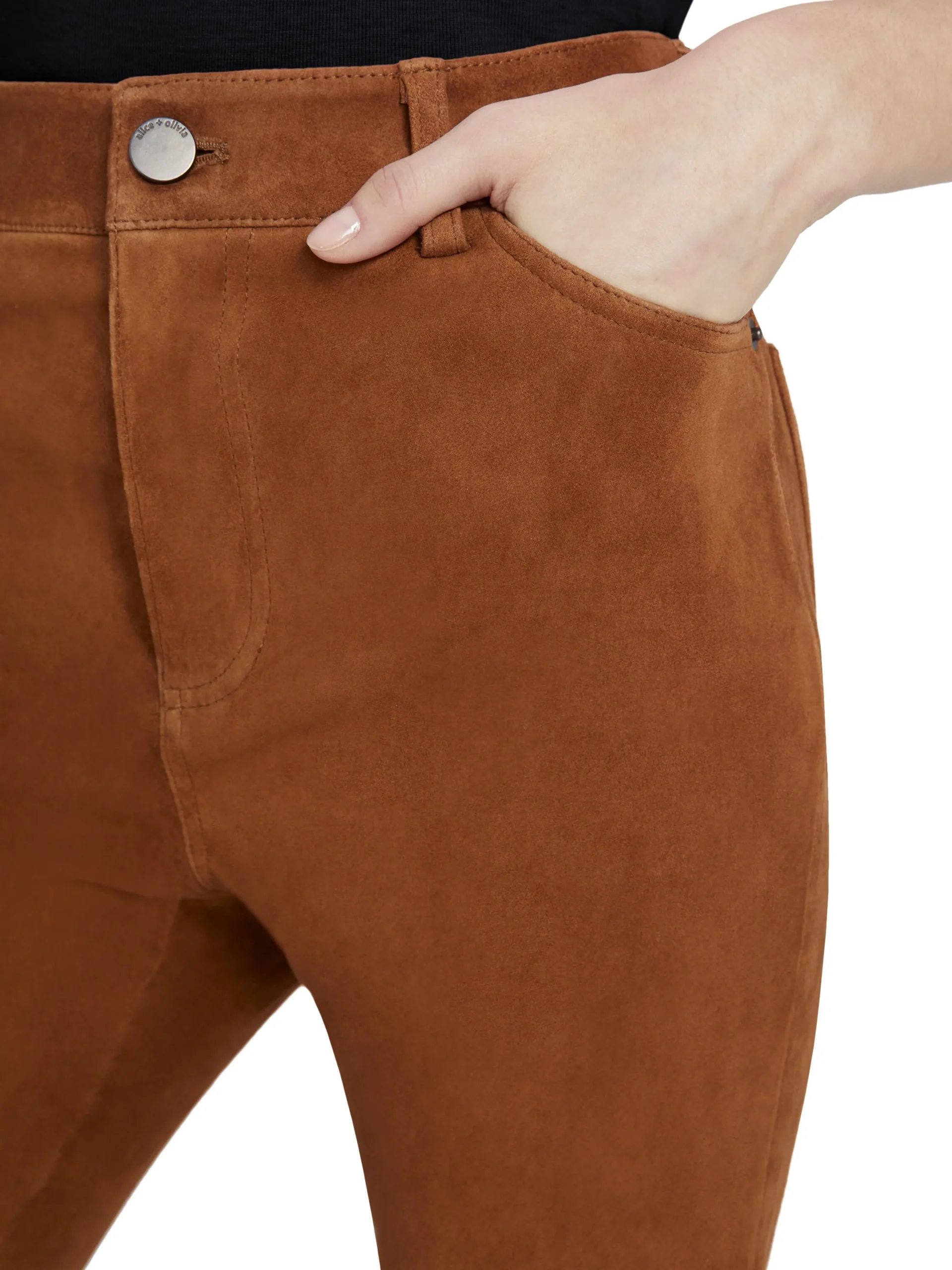 Alice and Olivia ESSENTIALS|PANTS*BRENT HIGH WAISTED SUEDE PANT