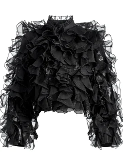 Alice and Olivia JACKETS + COATS*BRITTON RUFFLED CROPPED JACKET