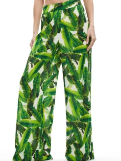 Alice and Olivia MATCHING SETS*CARLI TIE BACK BRA TOP + RUSSELL HIGH WAISTED SMOCKED WAISTBAND PANT