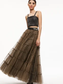 Alice and Olivia TOPS*CERESI CHAIN STRAP STUDDED TOP
