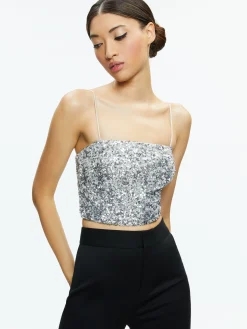 Alice and Olivia TOPS*CERESI SEQUIN BANDEAU CROP TOP