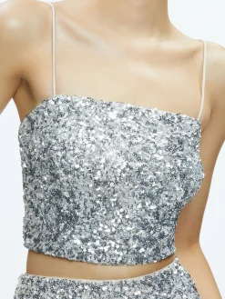 Alice and Olivia MATCHING SETS*CERESI SEQUIN BANDEAU CROP TOP + MAEVE SEQUIN SLIP SKIRT