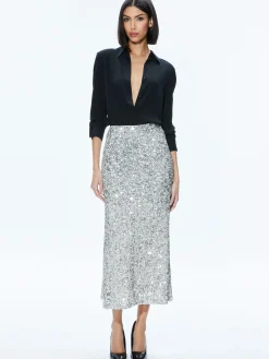 Alice and Olivia MATCHING SETS*CERESI SEQUIN BANDEAU CROP TOP + MAEVE SEQUIN SLIP SKIRT