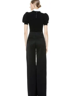 Alice and Olivia ESSENTIALS|SWEATERS*CHASE PUFF SLEEVE SWEATER WITH COLLAR