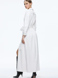 Alice and Olivia ESSENTIALS|MAXI*CHASSIDY VEGAN LEATHER MAXI SHIRT DRESS