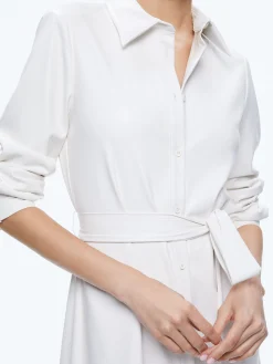 Alice and Olivia ESSENTIALS|MAXI*CHASSIDY VEGAN LEATHER MAXI SHIRT DRESS