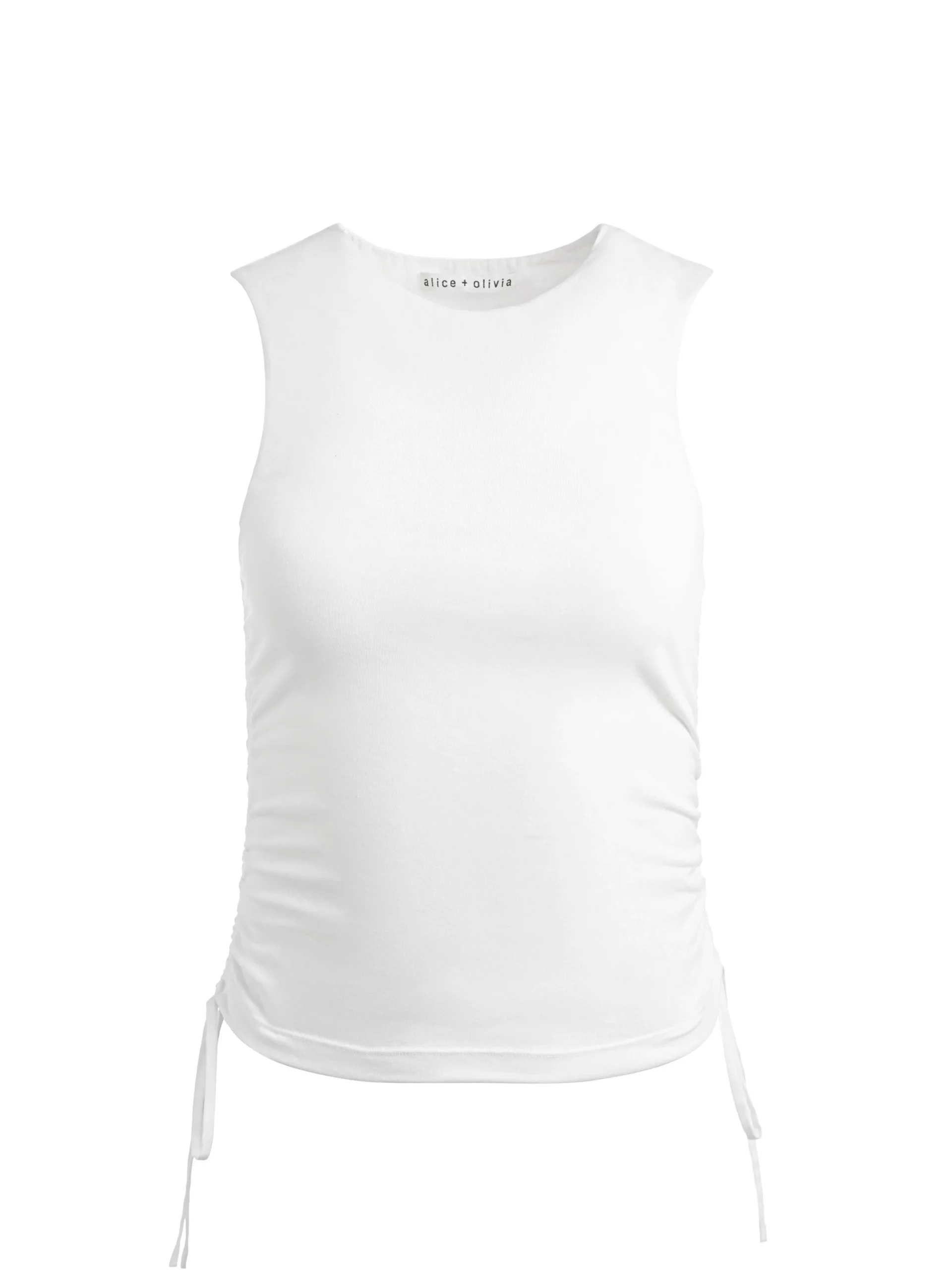 Alice and Olivia ESSENTIALS|TOPS*CHRISSY CREWNECK RUCHED CROP TOP