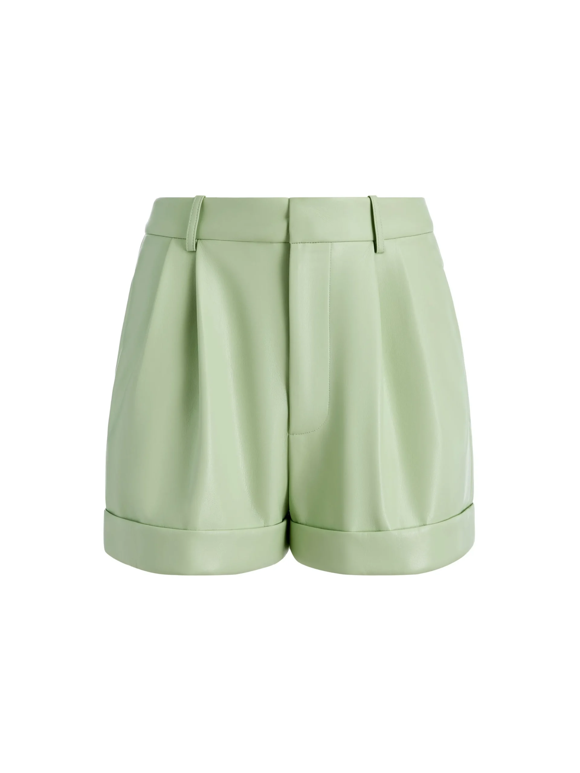 Alice and Olivia VEGAN LEATHER|SHORTS*CONRY VEGAN LEATHER PLEATED CUFF SHORT