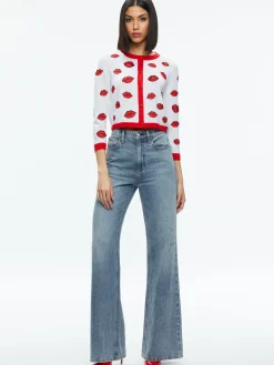 Alice and Olivia STACEY'S FAVORITES|VALENTINE'S DAY EDIT*DARODA KISS CREWNECK CROPPED CARDIGAN