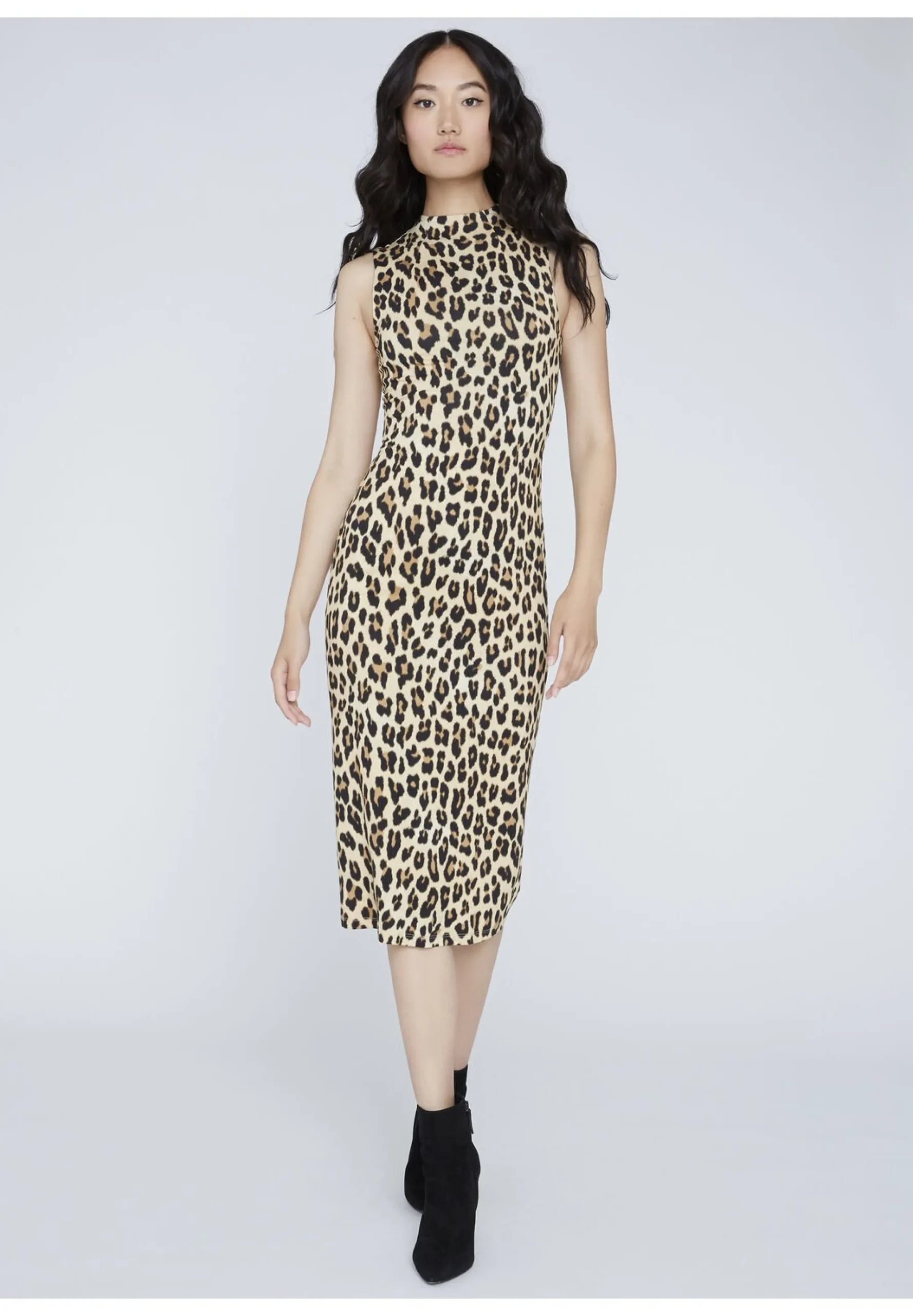 Alice and Olivia MIDI|DRESSES*DELORA FITTED MOCK NECK DRESS