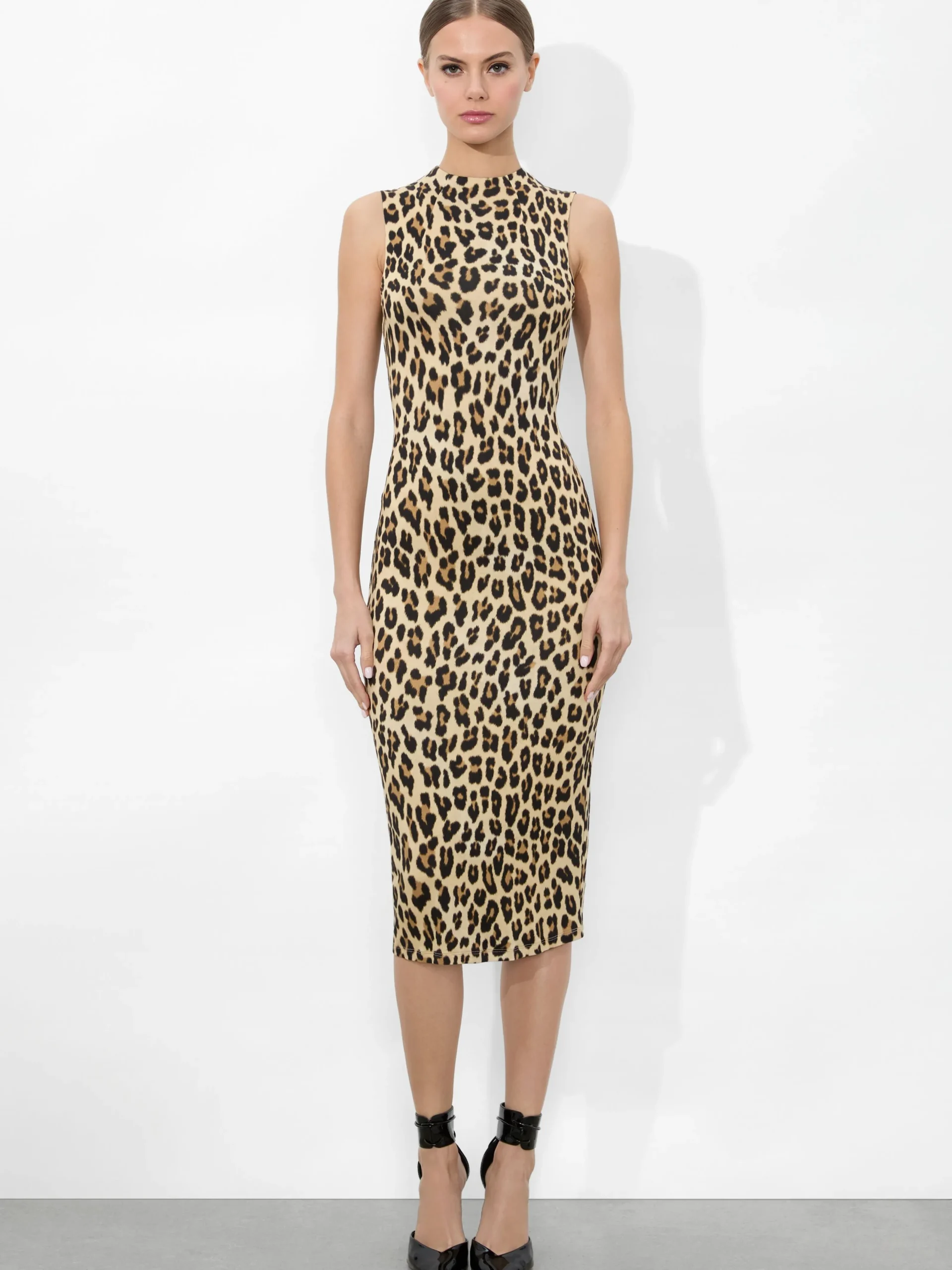Alice and Olivia MIDI|DRESSES*DELORA FITTED MOCK NECK DRESS