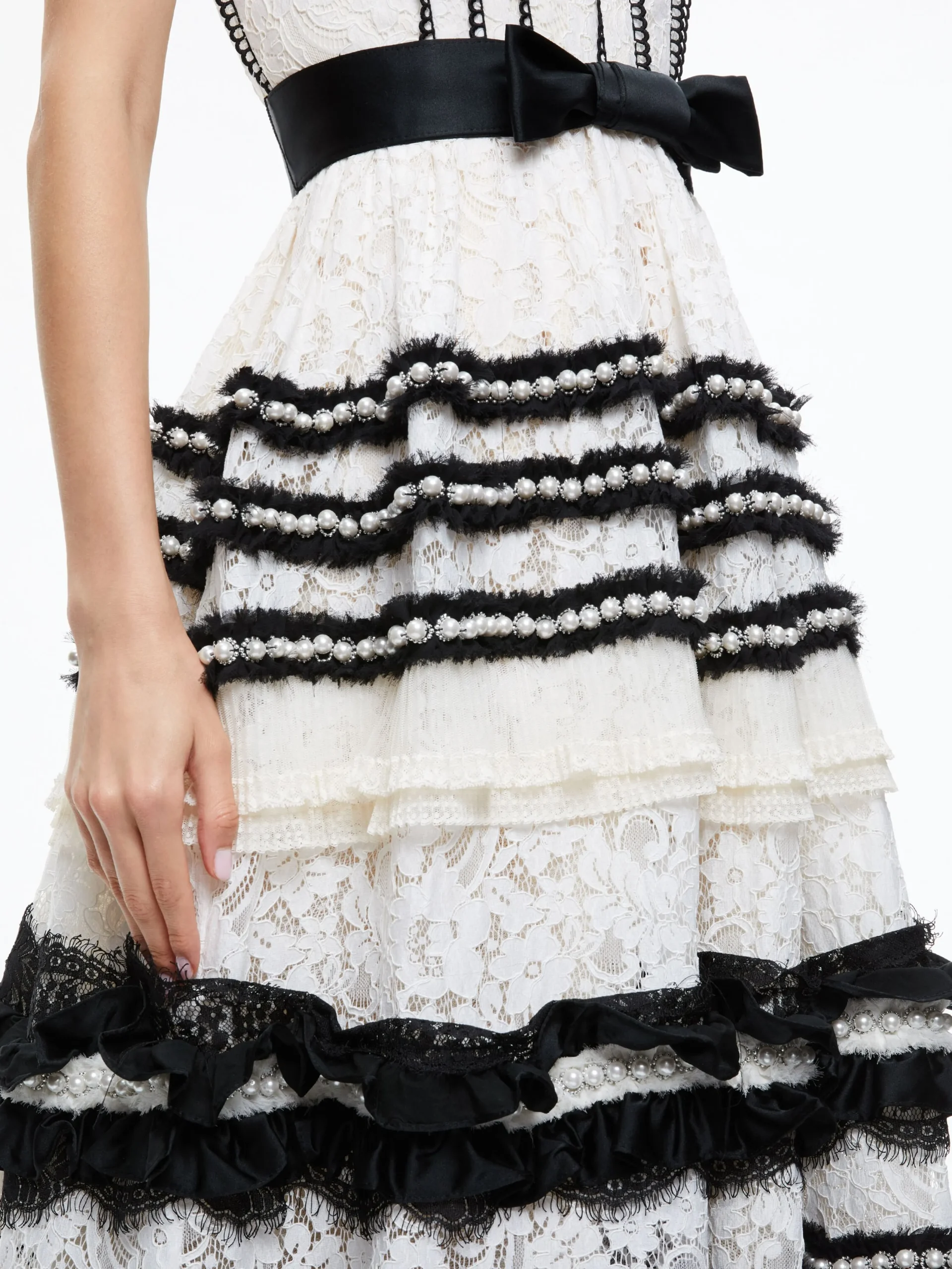 Alice and Olivia GUEST OF|MAXI*DENITA BUSTIER RUFFLE GOWN