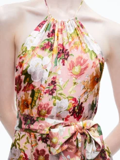 Alice and Olivia GUEST OF|MAXI*DITA TIE NECK HALTER DRESS