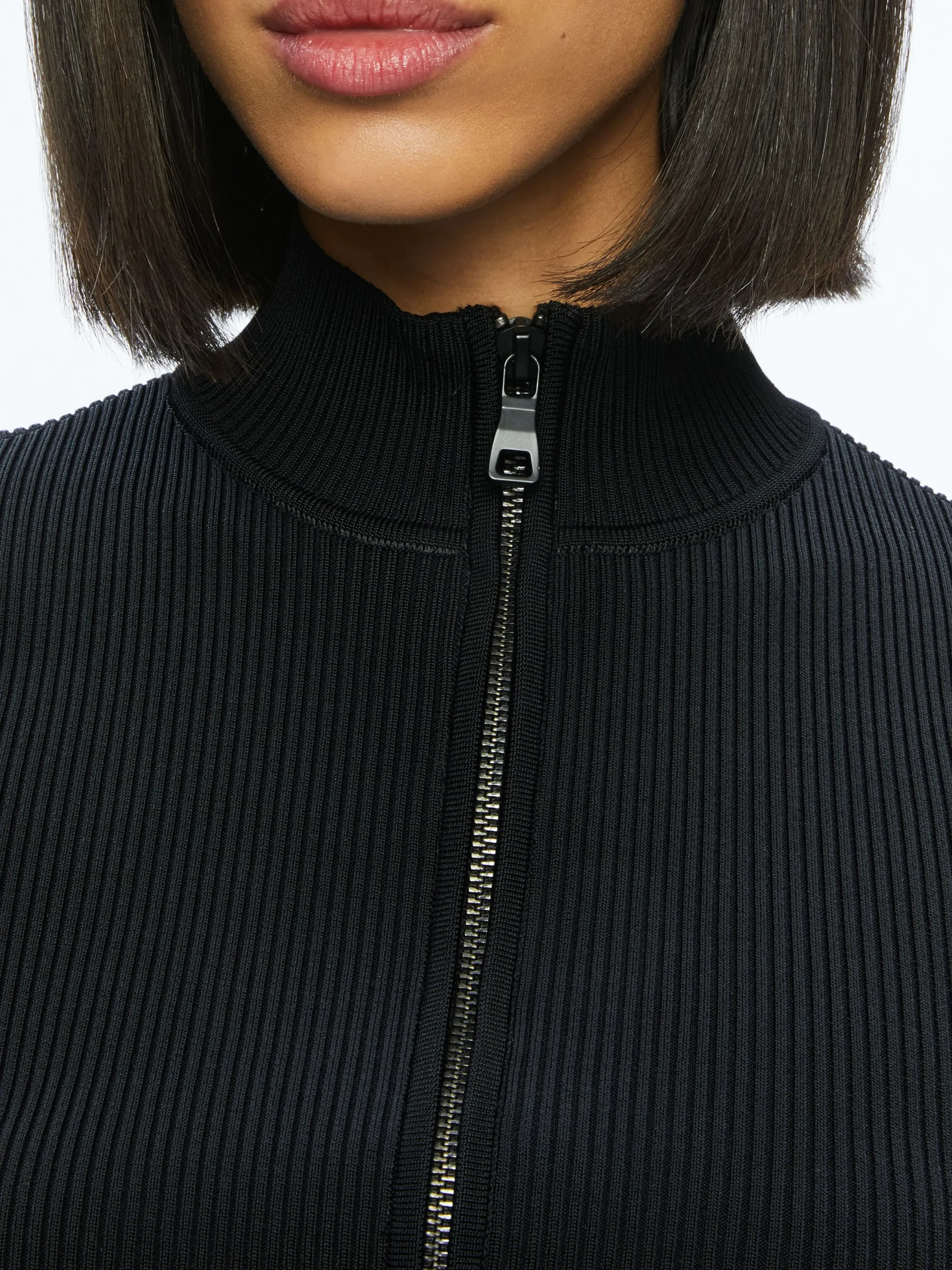 Alice and Olivia ESSENTIALS|SWEATERS*DORRIS RIBBED ZIP UP CARDIGAN