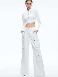 Alice and Olivia ESSENTIALS|SWEATERS*DORRIS RIBBED ZIP UP CARDIGAN