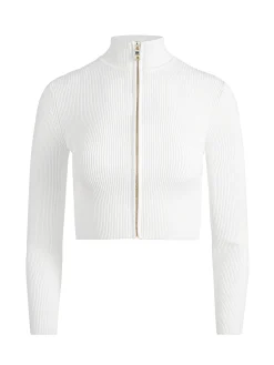 Alice and Olivia ESSENTIALS|SWEATERS*DORRIS RIBBED ZIP UP CARDIGAN