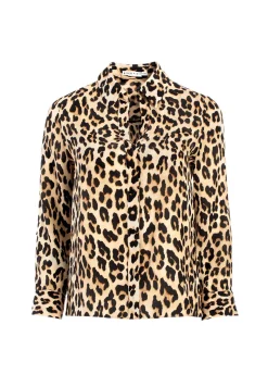 Alice and Olivia TOPS*ELOISE BUTTON DOWN LEOPARD BLOUSE