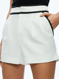 Alice and Olivia ESSENTIALS|THE WORKWEAR EDIT*ESTA PLEATED CONTRAST TRIM SHORT