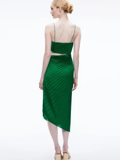 Alice and Olivia GUEST OF|MIDI*FAYETH CUT OUT ASYMMETRICAL HEM MIDI DRESS