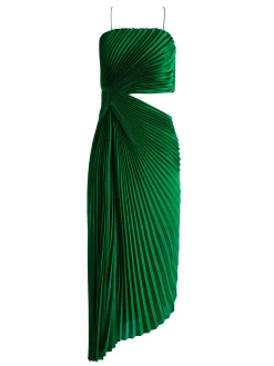 Alice and Olivia GUEST OF|MIDI*FAYETH CUT OUT ASYMMETRICAL HEM MIDI DRESS