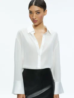 Alice and Olivia ESSENTIALS|THE WORKWEAR EDIT*FINELY OPEN BACK BUTTON DOWN