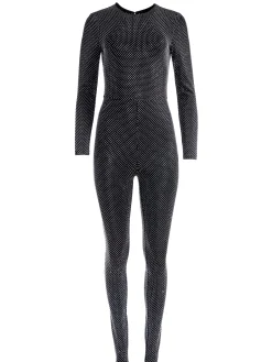 Alice and Olivia JUMPSUITS*FREDDIE CREWNECK EMBELLISHED CATSUIT