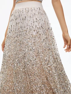 Alice and Olivia MATCHING SETS*GATZ EMBELLISHED HIGH NECK TOP + CATRINA EMBELLISHED GOWN MAXI SKIRT