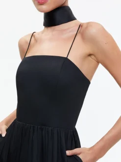 Alice and Olivia GUEST OF|MIDI*GLYNIS SPAGHETTI STRAP SCARF MIDI DRESS