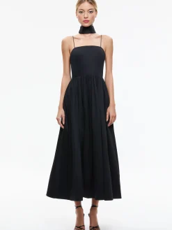 Alice and Olivia GUEST OF|MIDI*GLYNIS SPAGHETTI STRAP SCARF MIDI DRESS