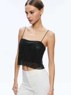 Alice and Olivia TOPS*GRAZI EMBELLISHED SPAGHETTI STRAP TOP