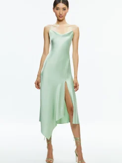 Alice and Olivia MIDI|DRESSES*HARMONY DRAPEY ASYMMETRICAL MIDI DRESS