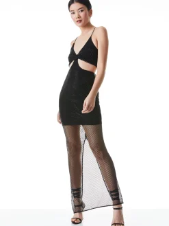 Alice and Olivia MAXI|MINI*HAVANA EMBELLISHED CUT OUT DRESS