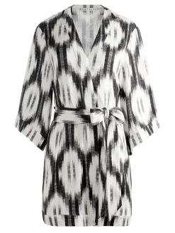 Alice and Olivia MATCHING SETS*IKAT PRINT DOMINO KIMONO WITH TIE BELT + ASH TIE NECK HALTER TOP + TANDY SHORTS