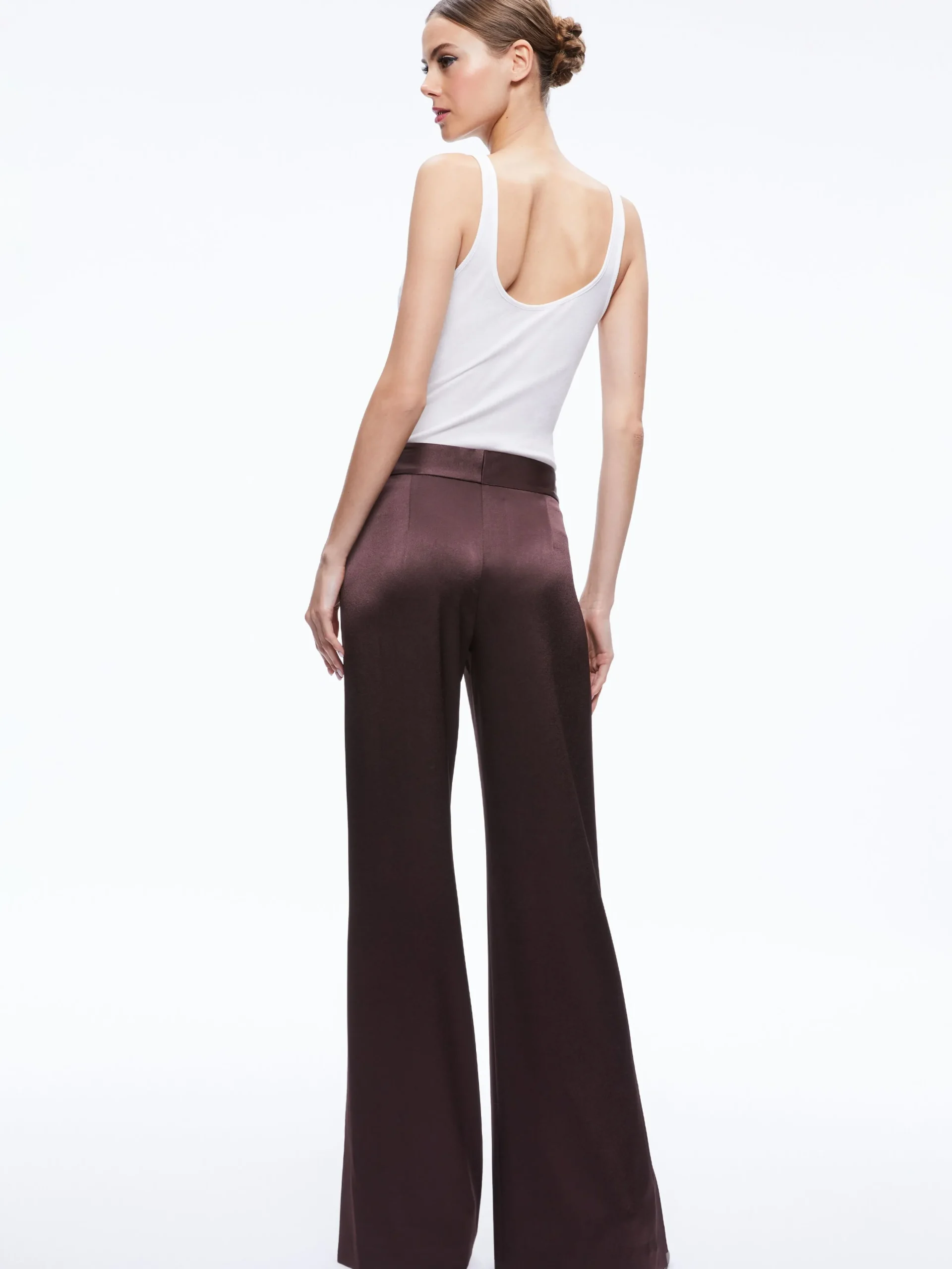 Alice and Olivia ESSENTIALS|PANTS*JC WIDE LEG SIDE SLIT PANT