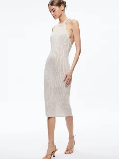 Alice and Olivia MIDI|DRESSES*JOVI POINTELLE CORD BACK HALTER DRESS