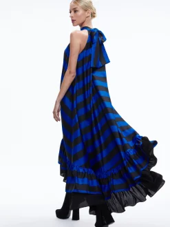 Alice and Olivia GUEST OF|MAXI*JOVIE HALTER NECK HIGH LOW MAXI DRESS