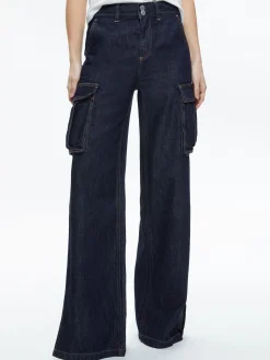Alice and Olivia JEANS|PANTS*KAL BAGGY CARGO SIDE SLIT JEAN