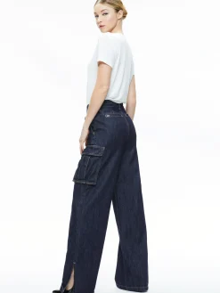 Alice and Olivia JEANS|PANTS*KAL BAGGY CARGO SIDE SLIT JEAN