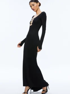Alice and Olivia MAXI|DRESSES*KALENA SCOOP NECK CUTOUT MAXI DRESS