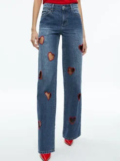 Alice and Olivia STACEY'S FAVORITES|JEAN SHOP*KARRIE EMBROIDERED HEART CUTOUT JEAN